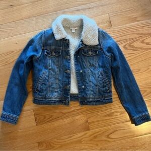 Cat & Jack Blue and White Jean Jacket with Sherpa Lining